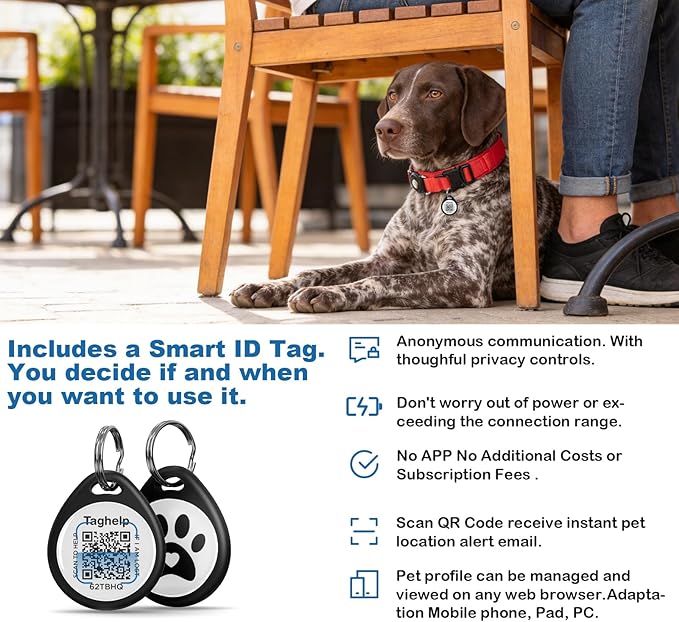 Waterproof AirTag Dog Collar with QR Code ID Tag, Tactical Military Dog Collar with Built-in AirTag Holder, Heavy Duty Metal Buckle & Control Handle, GPS Tracker Collar for Large Dogs (Red, XL)