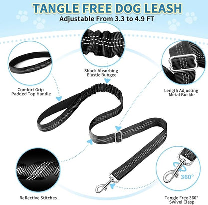 SlowTon No Pull Small Dog Harness and Leash Set, Puppy Soft Vest Harness Neck & Chest Adjustable, Reflective Lightweight & Anti-Twist Pet Lead Combo for Small Medium Dogs (Black, M)