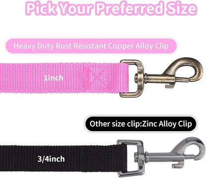 HIKISS Long Dog Leash Obedience Recall Training Agility Lead with Thickening Material for Large Dog - 15ft 20ft 30ft 50ft 100ft Training Leash(Pink 15ft)