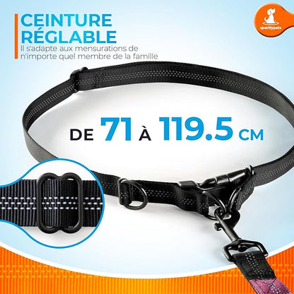 SparklyPets - Hands Free Dog Leash with Reflective Stitches - Waist Leash for Dog Walking, Hiking, Training, Jogging, Canicross, Running - for Medium & Large Breeds