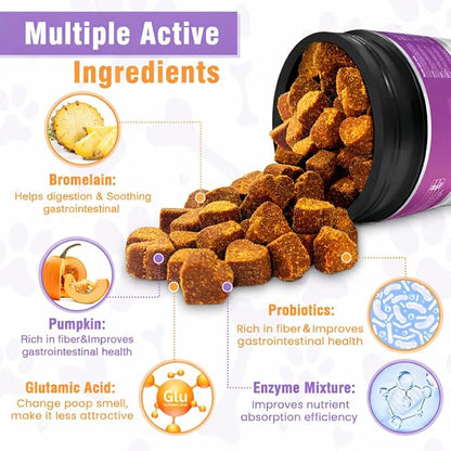 200 Chews No Poo Chews-No Poop Eating Deterrent for Dog-Coprophagia Deterrent for Dogs-Prevent Stop Dogs from Eating Poop Supplement with Digestive Enzymes&Probiotics-Breath Freshener-Chicken