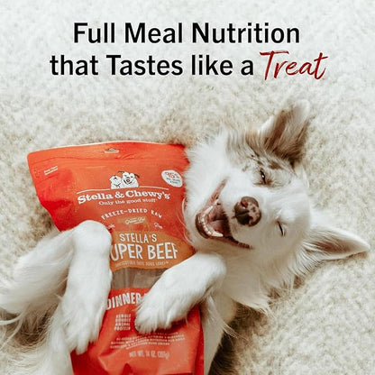 Stella & Chewy's Freeze-Dried Raw Dinner Patties - Beef Recipe - High Protein Grain-Free Puppy & Dog Food - Perfect for Picky Eaters - 25 oz,(Pack of 2)