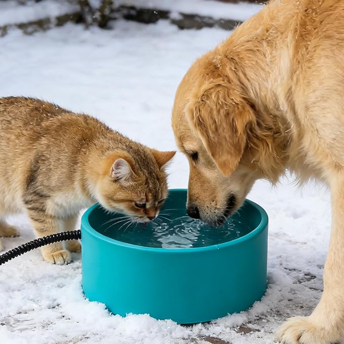3.2L Heated Water Bowl for Outdoor Dogs Cats - 30W Thermostatic Control Heating Pet Bowl with 6.6Ft Bite-Proof Cord for Winter Chickens