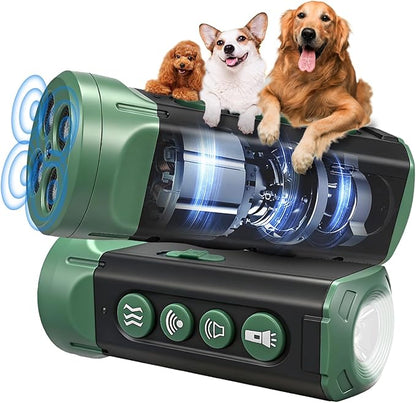 BOKKY 6-in-1 Anti Barking Device for Dogs with 3X Sonic Emitters Convertible Waterproof Dog Bark Deterrent of 4 Heads Up to 32FT Long - Safe for Dogs Training - Indoor & Outdoor