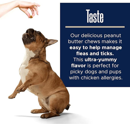 Flea and Tick Prevention for Dogs, Chewable – 90 Peanut Butter Flavored Soft Chews – Made with B Vitamins, Garlic Powder, Brewers Yeast, Coconut Oil, and Apple Cider Vinegar