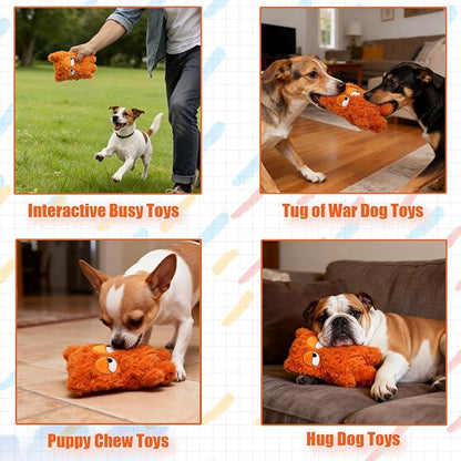 Squeaky Dog Toy, Plush Stuffed Dog Toy Keep Them Busy Tug of War Dog Chew Toy for Small Medium Large Dogs (Orange)