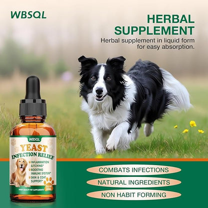 Yeast Infection Treatment for Dogs & Cats - Dog Ear & Skin Itch Relief - Supports Immune Health with Multivitamins Probiotics, 2 fl oz