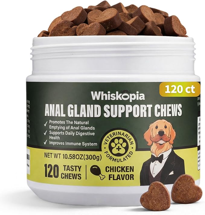 Anal Gland Support Chews, Dog Scoot Treatment with Pumplin Digestive Enzymes Probiotics Fiber for Dogs Digestion and Gut Health Stop Scoot for Dog - 120 Ct (Gland Guard, 120Ct Chicken)