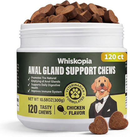 Anal Gland Support Chews, Dog Scoot Treatment with Pumplin Digestive Enzymes Probiotics Fiber for Dogs Digestion and Gut Health Stop Scoot for Dog - 120 Ct (Gland Guard, 120Ct Chicken)