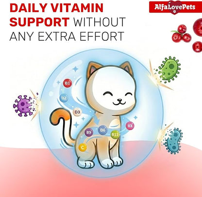 Dog Vitamins for All Pets – Creamy Squeezable B, C, D Cat Vitamins with Glucosamine for Fur, Joints, Digestion, Urination, Vision – Lickable Multivitamin for Dogs with Chicken Flavor – 10 Sticks