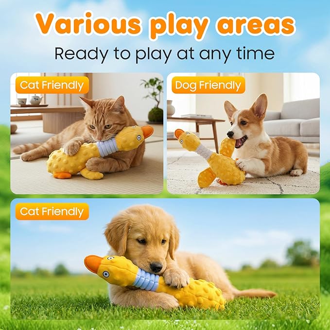 2026 New Duck Dog Toys Calming Toy for Dogs,Dog Toys for Aggressive Chewers, Indestructible Toy with Built-in Squeaker for Boredom Relief, Yellow Duck Dog Plush for Dogs