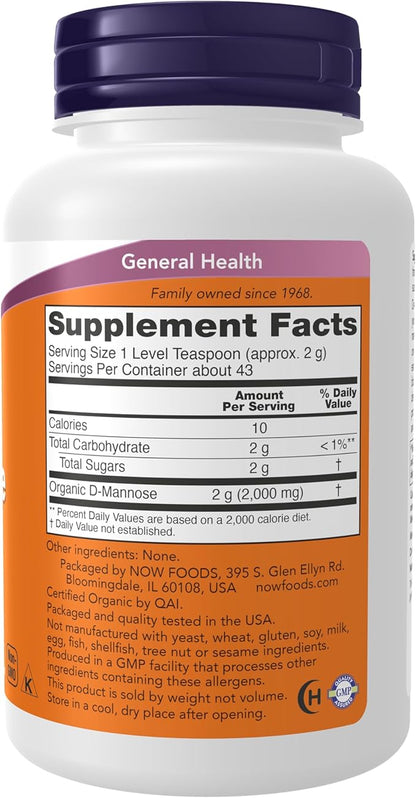 NOW Foods Supplements, D-Mannose Powder for Immune Support, Non-GMO Project Verified, Healthy Urinary Tract*, 3-Ounce