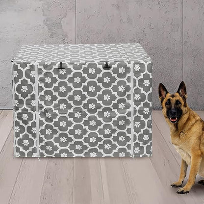 Pethiy Dog Crate Cover Durable Polyester Pet Kennel Cover Universal Fit for Wire Dog Crate - Fits Most 42 inch Dog Crates - Cover only-Gray Soles-42