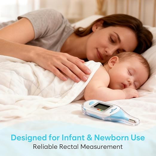 Easy@Home Baby Rectal Thermometer with Fever Indicator, Clear LCD Display for Fast Readings, Soft Flexible Tip for Infant & Newborn Use – EMT-027