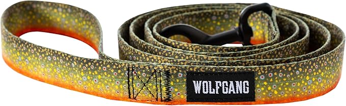 Wolfgang Heavy Duty Dog Leash, Pull-Tested for Walking & Training, BrookTrout Print, Small