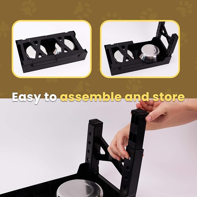 Premium Stainless Steel Dog Bowl with Non-Splash Water Bowl | Adjustable Height for Comfort