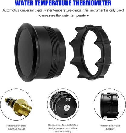 2" 52mm Water Temperature Gauge, 104-302℉ Water Temp Thermometer Meter Kit with Sensor Adapter, DC12V LED Display Fahrenheit & Celsius Temp Gauge for Car Truck RV Marine Boat