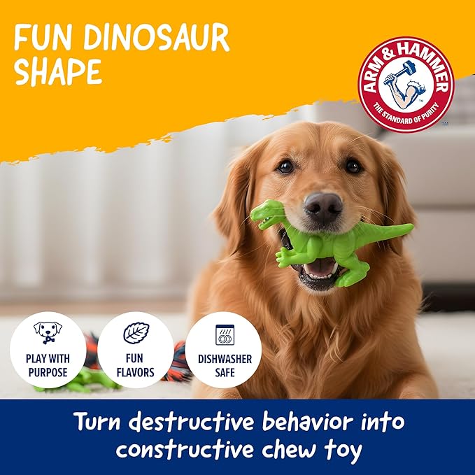 Arm & Hammer for Pets Nubbies Dental Toys T-Rex Dental Chew Toy for Dogs Best Dog Chew Toy for Moderate Chewers Reduces Plaque & Tartar Buildup Without Brushing, Mint Flavor (Pack of 24)