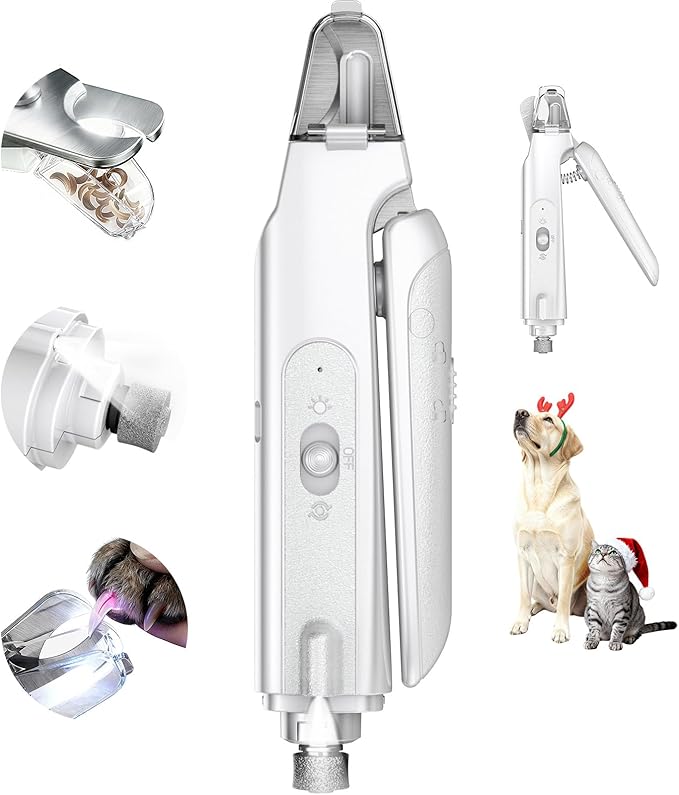CATPICK 2-in-1 Cat Nail Clippers & Dog Nail Clippers Trimmers for Large Medium Small Dogs Cats Claw Trimmer Quick Sensor and Safety Guard USB Rechargeable with 2 LED Lights Dogs Nail Trimmer