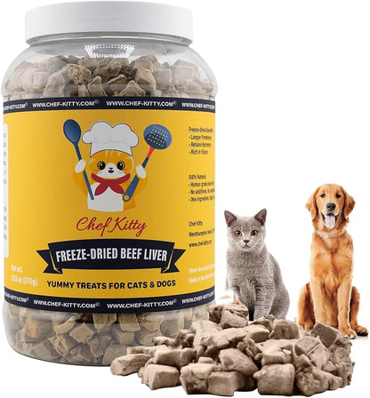 Freeze Dried Beef Liver Dog Treats | Healthy Kitten Treats, Single Ingredient, Raw | High Protein Cat & Dog Food Toppers, Grain-Free | Inspected & Tested in USA | 3.9 oz