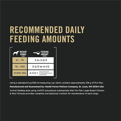 Purina Pro Plan High Protein, Digestive Health Large Breed Dog Food Dry, Chicken and Rice Formula - 47 lb. Bag