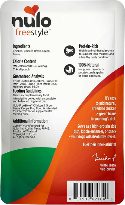 Nulo Freestyle Chicken & Green Beans in Broth Real Meat Dog Food Topper, 2.8 Ounce (Pack of 24)
