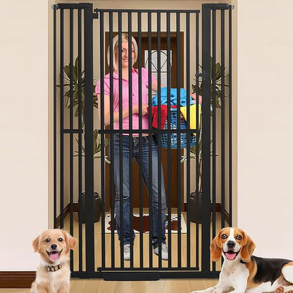 SHYUJAJIE 71 Inch Extra Tall Pet Gate for Cats, 29.5-43" Adjustable Wide Dog Gates, Pressure Mounted Walk Through Tall Cat Gate for Doorways,Hallway,Stairs,House（Black）