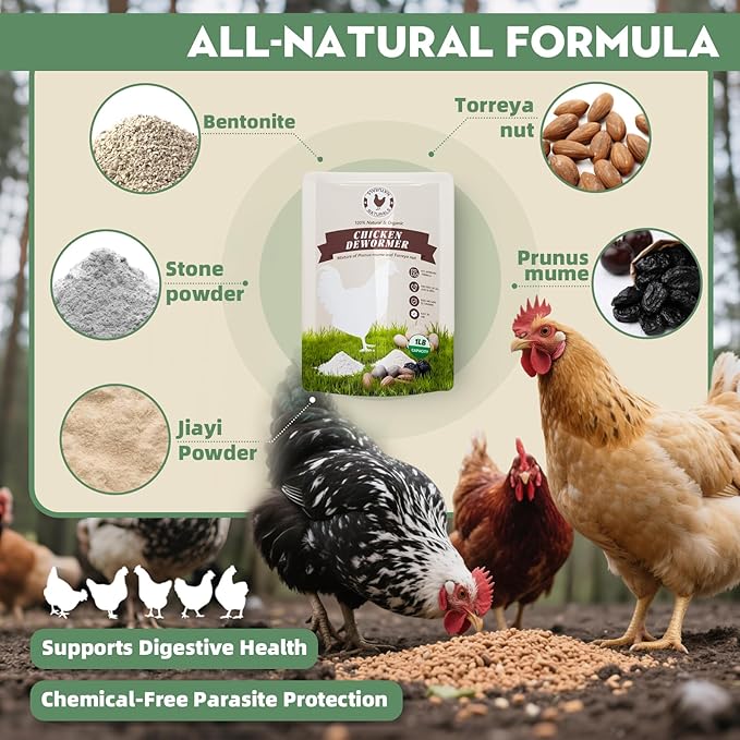 Chicken Dewormer Powder - 2LB | All-Natural Formula for Effective Worm Relief & Poultry Gut Health | Safe for Laying Hens & Eggs | Trusted Farm Solution