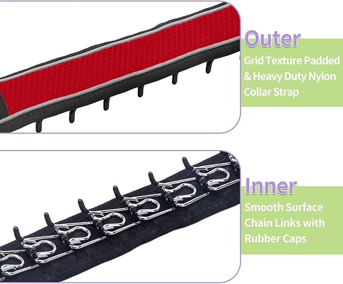 Martingale No Pull Dog Collar for Large Medium Dogs Training Walking, Heavy Duty Nylon Reflective Adjustable Anti Pull Slip Collar with Buckle L Red