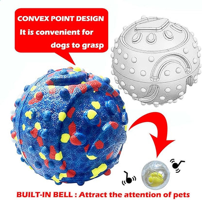 CAISHOW Dog Ball Squeak Toys Indestructible Float On Water Fetch Bouncy Durable Solid Rubber Ball for Puppy Small and Medium Dogs Playing Toys(Bell Ball 4Pcs)