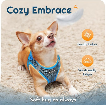 Eagloo Small Dog Harness and Leash Set, Step in Puppy Vest with Breathable Soft Mesh, Walking Reflective Pet Harness for Medium Small Dogs, Blue, M