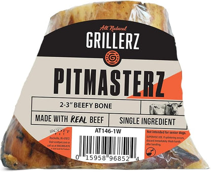 Scott Pet Grillerz 2-3 inch Beefy Bone, 1 Count, Rawhide Free, All Natural Treat for All Breeds, Long Lasting, Easy to Digest, Dog Chew for Healthy Teeth