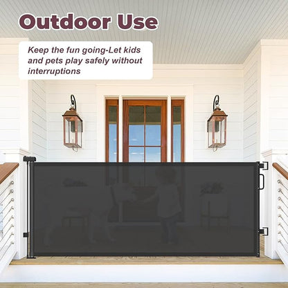 76" Retractable Baby Gates Extra Wide, Mesh Long Dog Gate for Wide Openings, Indoor Outdoor Stair Gate for Doorways Hallways Deck Porch, Child Pet Safety Essentials for Home, Black