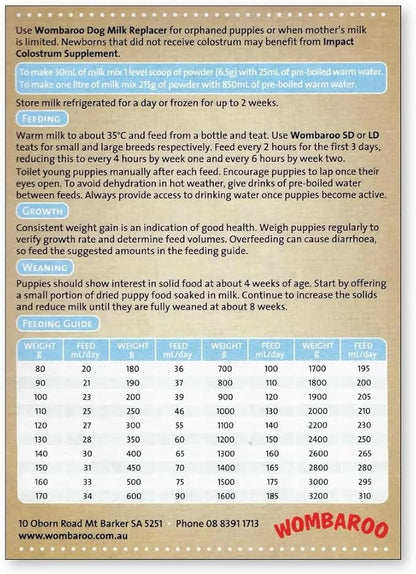 Wombaroo Dog Milk Replacer for Puppies - 7.5 Ounces (215 Grams)
