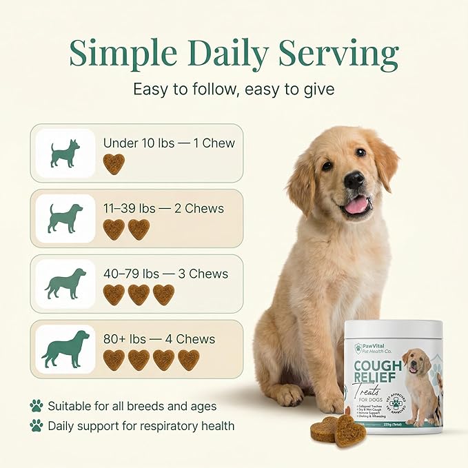 Dog Cough Medicine - 100% Natural Respiratory Support - Relief for Cough and Breathing Discomfort - All-Natural Treats Made with Real Chicken