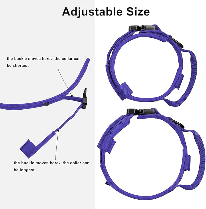 DAGANXI Tactical Dog Collar, Adjustable Military Training Nylon Dog Collar with Control Handle and Heavy Metal Buckle for Medium and Large Dogs, with Patches and Airtags Case (Purple, L)