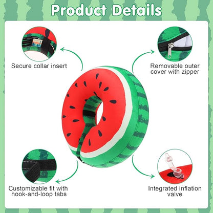 BEAUTYZOO Inflatable Dog Cone Collar to Stop Licking for Large Medium Small Dogs,Soft Dog Cone Alternative After Surgery,Comfortable Pet Recovery Collar&Cone Elizabethan Dog Neck Donut,Watermelon L