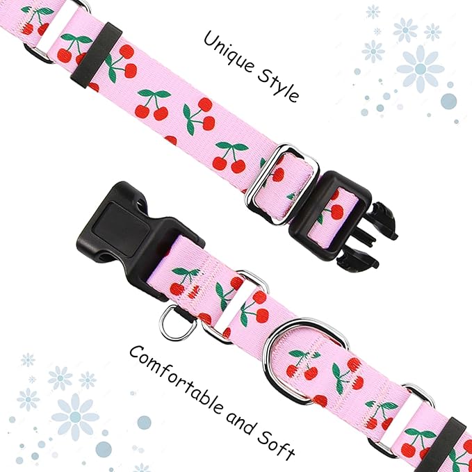 Martingale Dog Collars for Large Dogs with Buckle No Pull Cute Girl Pink Pet Collar (Cherry, Large)