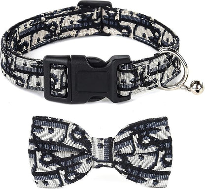 Bowtie Collars for Big Dogs, Elegant Dog Bow Tie Collars, Dog Collars with Bowtie Adjustable 15.7"-20.9", Black, L