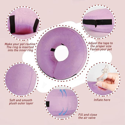 Inflatable Dog Cone Collar-Soft Protective Cone for Dogs After Surgery,Dog Donut Collar for Large Medium Small Dogs and Cats (Purple,Small)