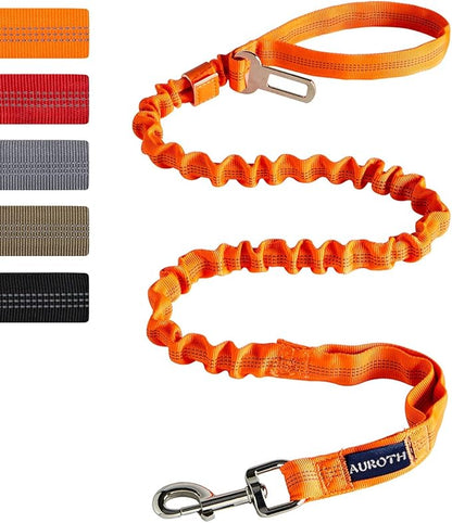 AUROTH Large Dog Leash - Heavy Duty Bungee, No Pull, Orange 6FT, 2 Padded Handles