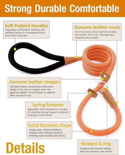 lynxking Dog Leash Slip Lead 5 6 8 FT Dog Training Leash Strong Heavy Duty Braided No Pull Training Lead Leashes for Small Medium Large Dogs