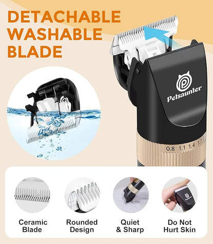 Petsaunter Dog Clippers for Grooming, 4-Speed & LCD, Low Noise Electric Trimmer for Grooming, TypeC Rechargeable Dog Hair Clippers, Super Quiet for Dogs & Pets with Thick or Heavy Coats(C95)