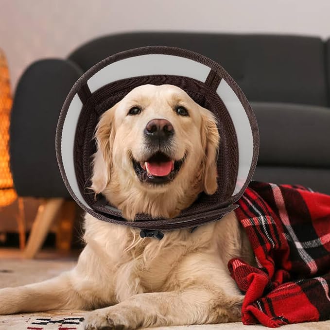 Dora Bridal Dog Cone Collar for Medium Dogs After Surgery, Soft Comfy Recovery Pet Cone Alternative, Adjustable Elizabethan Collar for Dogs to Stop Licking, Brown, M