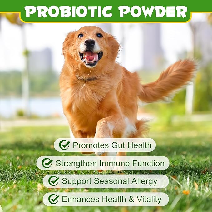 Probiotics Powder for Dogs - Pre & Probiotic Digestive Supplement with Digestive Enzymes & Prebiotics for Dog Support Gut Health, Seasonal Allergies & Immune System Dog Supplies Powder - 120 Scoops