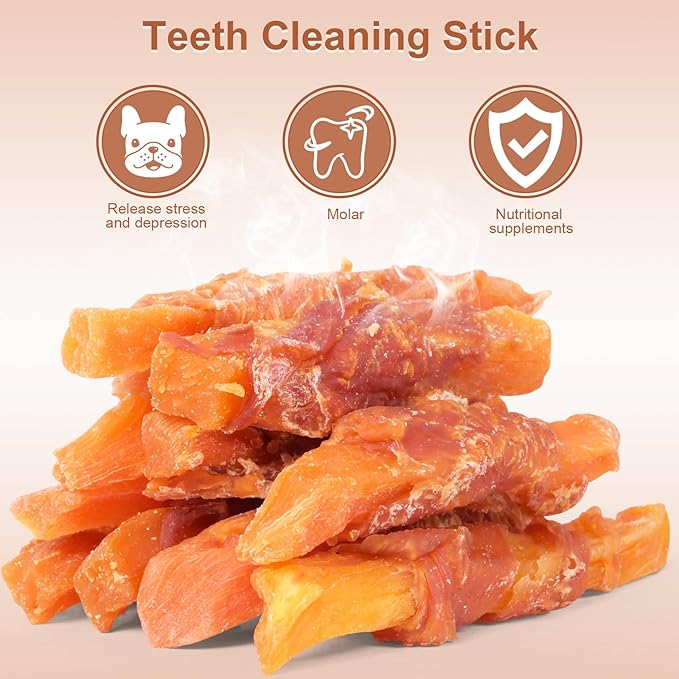 Soft Dog Treats Chicken Sweet Potato Sticks Puppy Easy to Digest Training Snacks Chicken Wrapped Sweet Potato 2lb