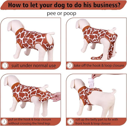 PetWarm Dog Recovery Suit, Surgical Suit for Dogs, Dog Onesie After Surgery for Comfort and Coverage, Full Body Suit for Spay Neuter Use, Irritation-Free Design, Leopard Pattern, Brown, 2XL