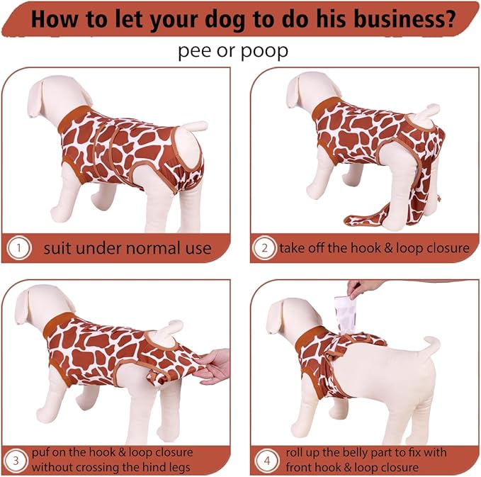 PetWarm Dog Suit for Surgery Recovery, Shirts for Dogs, Protective Dog Bodysuit After Spay or Neuter, Soft Recovery Outfit for Comfort and Wound Care, Leopard Pattern, Brown, XL