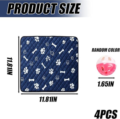 Puppy Pad with Pheromones, Training Pads for Dogs, 30x30cm Blue Bone Design, Includes 3 Random Color Bell Balls, Ideal for Puppy Potty Training, Senior Pet Care, and Travel
