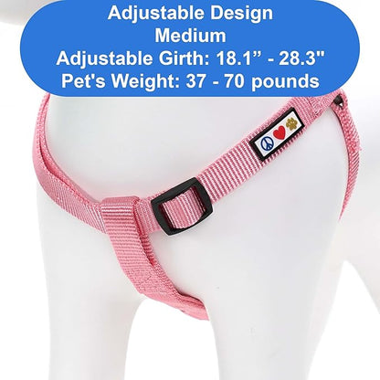 Pawtitas Solid Step-in Dog Harness – Adjustable No-Pull Vest for Puppies to Seniors, Safe & Comfortable M Millennial Pink